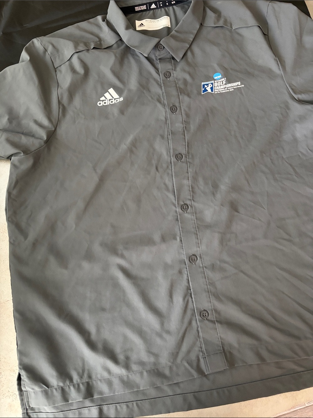 Adidas ASU Men’s Gray Short-Sleeve Button-Down Golf Shirt